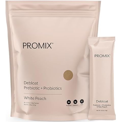 Promix Debloat Prebiotics and Probiotics for Digestive Health, Bloating Relief, Gut Health, Candida Cleanse - White Peach - 30 Count Cover
