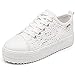 Minetom Damen Canvas Lace Up Kabel Atmungsaktiv Sneaker Turnschuhe niedrige Sommerschuhe Sport Platform Plateau Shoes, Weiß, 38 EU
