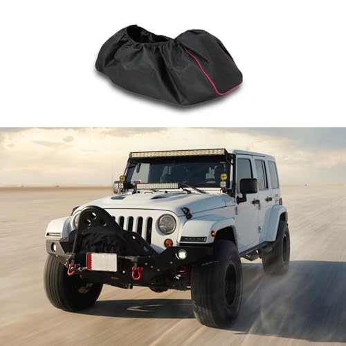 HEVLE Winch Covers, Towing Winch Covers, 600D Oxford Heavy Duty Waterproof Dust-Proof Winch Protection Cover, winch accessories Towing Winch Covers Universal for Electric Winches 8500-17500 lbs