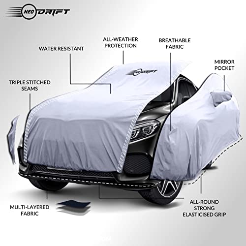 Image of Neodrift 'SilverTech' Car Cover Suitable for Mercedes-Benz GLE 300D (100% Water Resistant, Tailored Fit, All-Weather Protection & Breathable Fabric) Colour - Silver