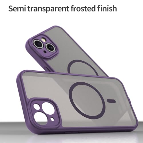 Coque iPhone 15 Plus compatible MagSafe Asuwish violette 6,7 pouces mate