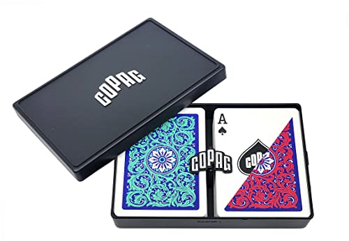 Image of Copag 1546 Neoteric Design 100% Plastic Playing Cards, Poker Size Green /Red Double Deck Set (Regular Index)