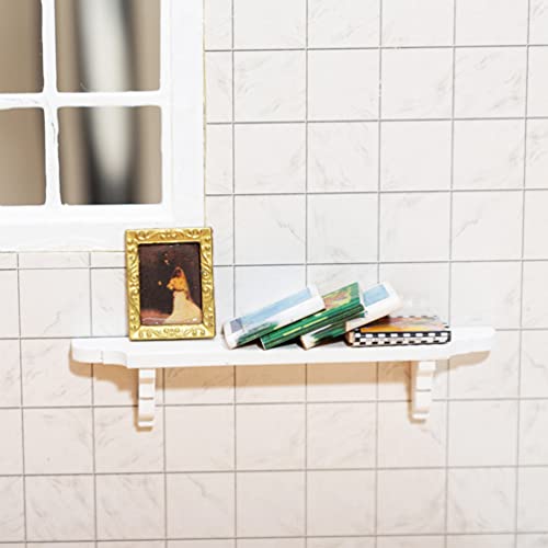 Ipetboom 2Pcs Dollhouse Wall Shelf Miniature Wooden Shelves 1: 12 Scale Tiny White Wood Storage Rack Models For Doll House Furniture Decor #TOP1