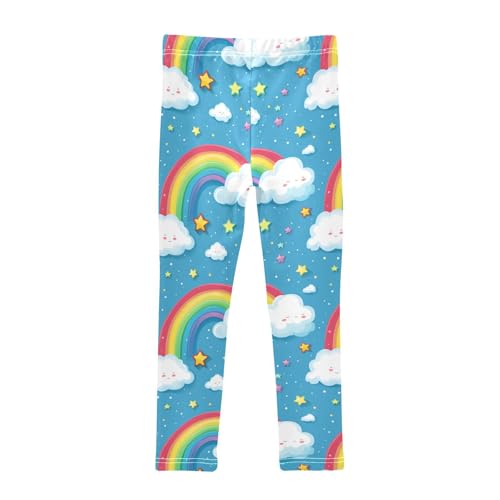 Cartoon Rainbow Cloud Stars Girls Casual Leggings for Kids Printed Long Pant Bottoms Stretch and Soft2