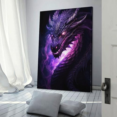 Art mural de dragon violet pour sublimer la décoration de votre salle de bain ou chambre