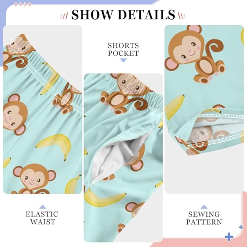 ZZXXB Lovely Monkey Bananas Boys Long Pants Soft Trousers Elastic Waist Kids Lounge Bottoms with Pockets S-XL4