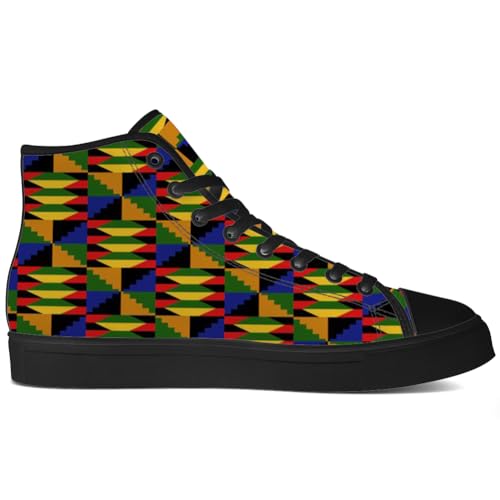 Kente High Top Canvas Shoes for Men Women African High Top Sneakers Lace Up Casual Shoes Gifts for Dad Mom4