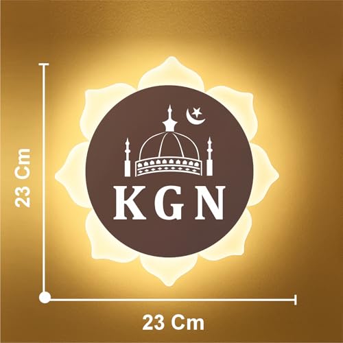 Image of KGN Islamic LED Wall Light | Flower Shape Acrylic Light for Home Decor | White + Warm White LED Wall Mounted Light for Living Room, Masjid, Namaz Room | 23x23 cm