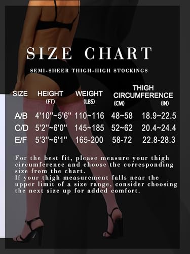 Image of HONENNA Semi Sheer Stay Up Lingerie Thigh High Stockings Lace Top Size A-F