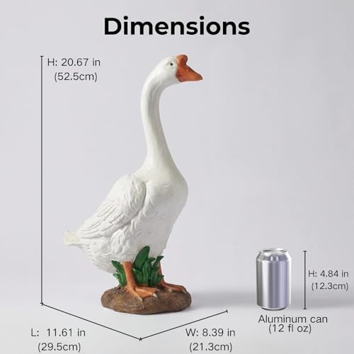 AshyAtom 20.7''(H) Large White Porch Goose Statue Outdoor Decor by AshyAtom - Image 2