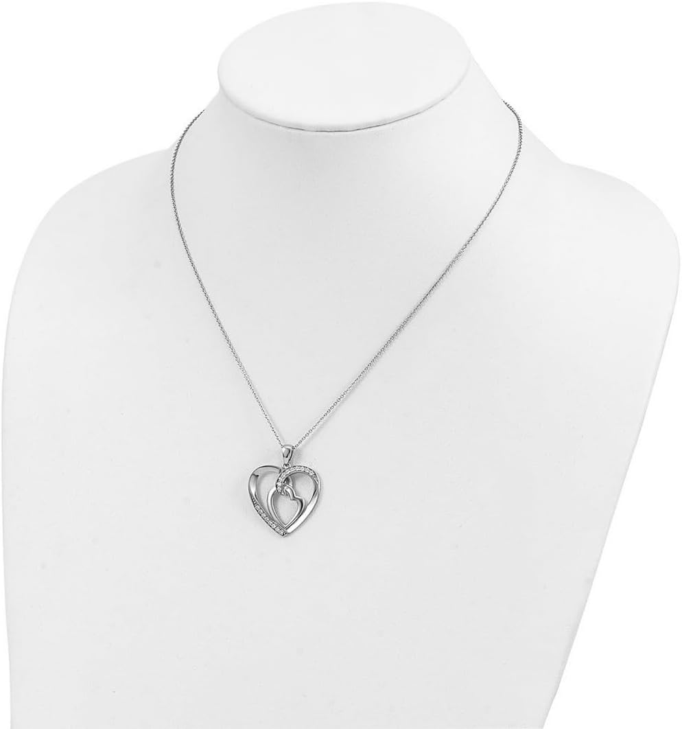JewelryWeb 925 Sterling Silver Polished Spring-Ring Cubic Zirconia My Love Heart To Yours 18inch Necklace Pendant Necklace for Women - Image 4