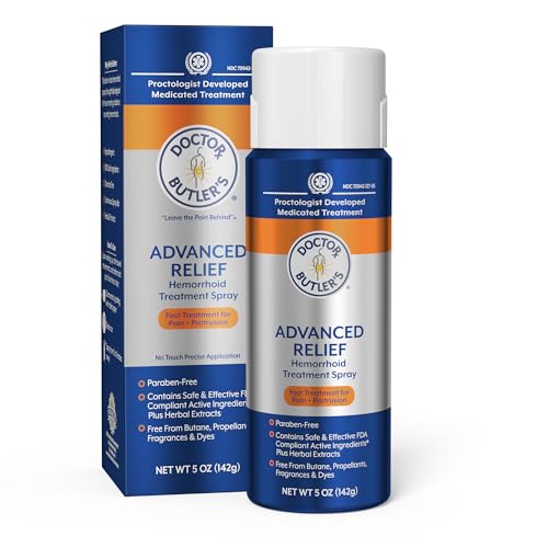 Doctor Butlers Advanced Relief Hemorrhoid Spray Advanced Relief Hemorrhoid Treatment Spray with Witch Hazel to Help with Sensitive Skin Itch Relief and Swelling Relief* (5oz)