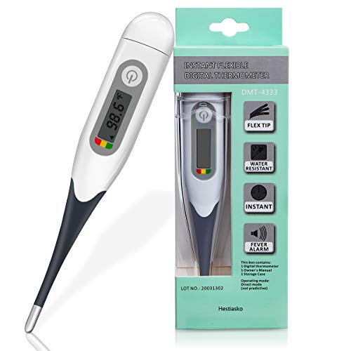Hestiasko Thermometer for Adults Oral Thermometer Digital Medical Rectal Thermometer with Accurate Fast Reading and Fever Indicator for Baby Kids, Memory Recall, C/F Switchable