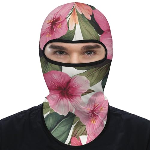 Balaclava con estampado de flores hawaianas para hombres y mujeres, máscara facial con protección solar, transpirable, para senderismo, ciclismo, carrera y conducción miniatura 1