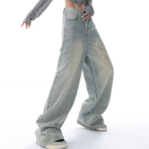 Autumn Baggy Wide Leg Jeans Unisex Vintage Washed Relaxed Floor Trousers High Waist Straight Cargo Work Pants4