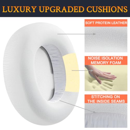 Repuestos Almohadillas para Auriculares SOULWIT compatibles con Steelseries Arctis Nova Pro Wireless y Arctis Nova Elite, Almohadillas con Espuma de Memoria para Aislamiento de Ruido, Grosor Añadido - Blanco miniatura 4