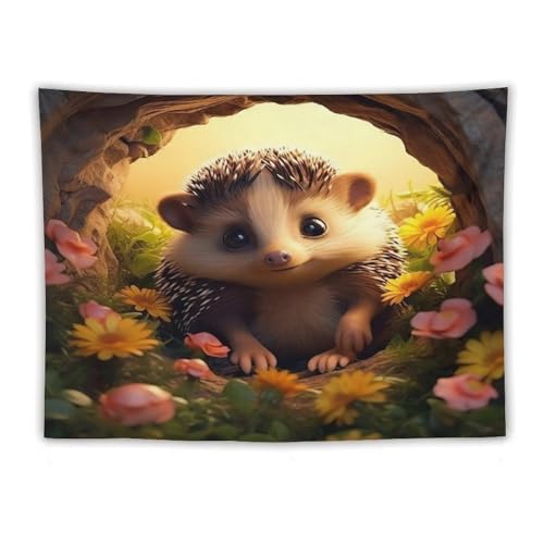 Tenture murale hérisson grand format 150x200 pour chambre