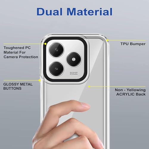 Image of Zapcase Back Case Cover for Realme Narzo N63 | Compatible for Realme Narzo N63 Back Cover | Case Cover with Camera Protection | (TPU + PC | Transparent)