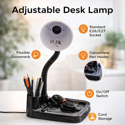 Image of Flexible Electric Study Lamp - 316 Model | Adjustable Neck Table Light for Students & Readers | Compact Desk Lamp for Study, Office & Bedroom Use (Red)