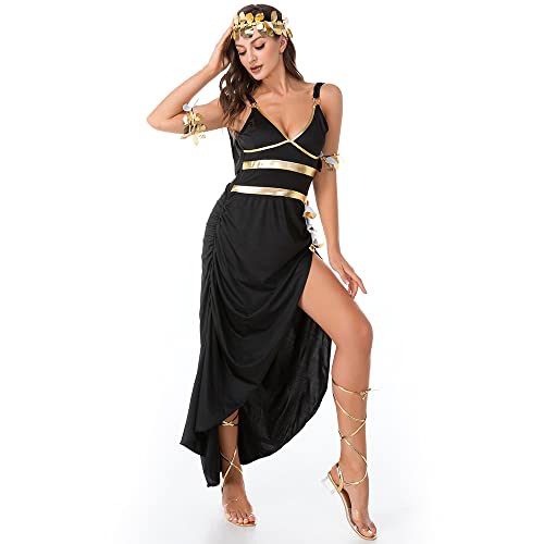 Image of Ulalaza Women's Cosplay Costume Cleopatra Greek Goddess Ancient Roman Warrior Uniform Outfit for Halloween Party