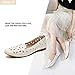 HEAWISH Women's Floral Ballet Flats for Women Black Beige Slip On Flowers PU Leather Round Toe Dress Shoes(Beige,US8)