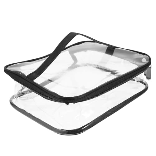 DONFAMDS Bolsa Portátil Transparente de PVC para Maquillaje y Viaje Gran Capacidad con Asa Cómoda Cremallera y Diseño Espacioso para Cosméticos y Artículos de Aseo