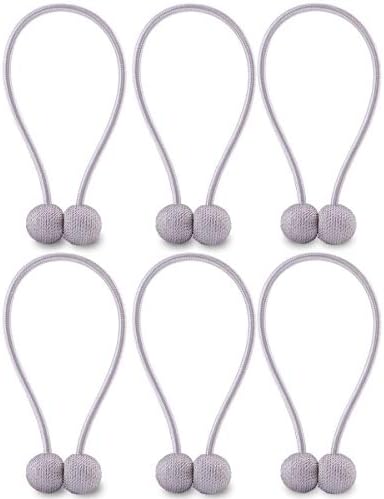 HUYIJJH Curtain Tiebacks Magnetic, Decorative Curtain Holdbacks for Window Décor, Grey Sliver (Pack of 6)