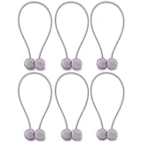 HUYIJJH Curtain Tiebacks Magnetic, Decorative Curtain Holdbacks for Window Décor, Grey Sliver (Pack