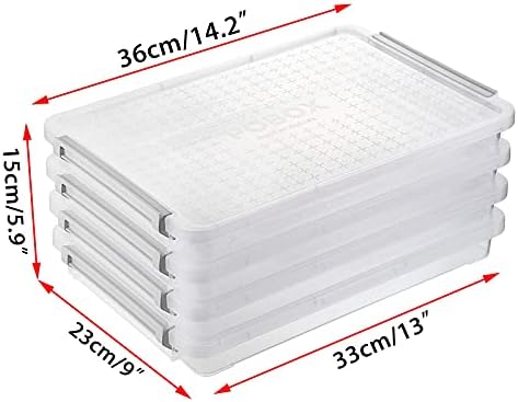 BSTKEY 4 Pack A4 Plus File Box Stationery Storage Case, Stackable Transparent Portable Project Case with Lid, 1 Deck Storage Bag Organizer