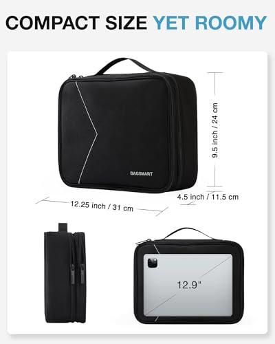 bagsmart Extra Large Double Layer Portable Travel Cable Organiser Bag Electronics Accessories Storage Case for Charger, Adaptors, Kindle, Hard Drives (Black-Lightweight) - Image 5