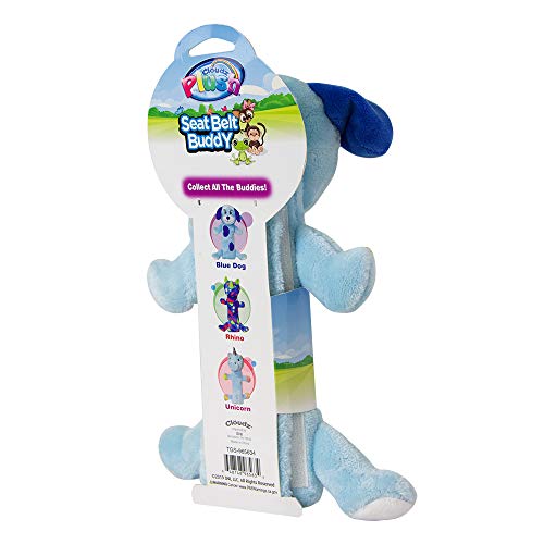 Image of Cloudz Kids Super Soft N' Cuddly Seat Belt Buddy XL Travel Pillow. Keep Your Kids Comfy and Supported at Home or On The Go! - Blue Dog