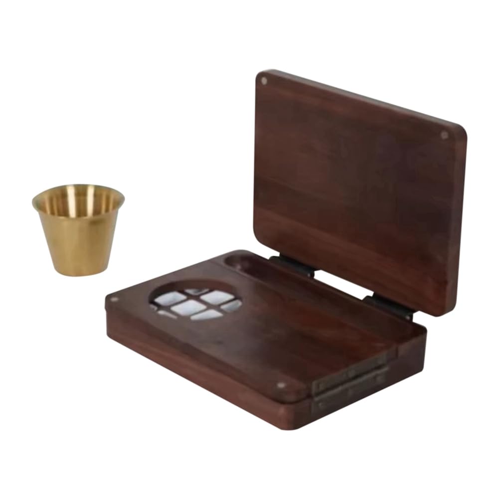 de Acuarela de Madera de 24 Cuadrículas de Acuarela de Viaje de Madera de Nogal Caja de Vacía Plegable Bandeja de Pintura