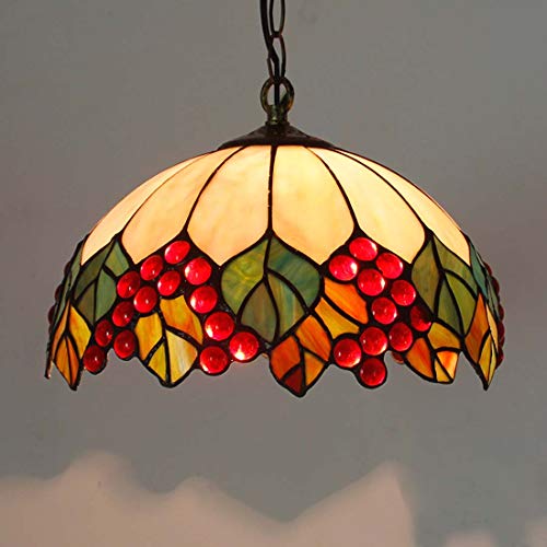 OZBME Lámparas de araña Estilo Tiffany Vintage con vitrales, iluminación Colgante Estilo Granja Retro para Sala de Estar y Dormitorio, Clase energética A++ (F)