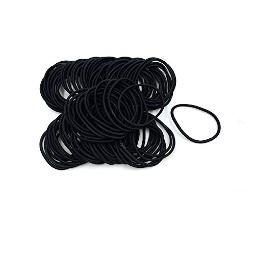 Hair Elastics Hair Ties Ponytail Holders No Metal 3mm (black 100 pcs)