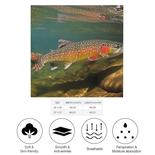Brook Trout Fly Fishing 25 Inches Satin Head Scarf Lightweight Silk Hair Scarves Soft Silk Head Scarf for Women Large Satin Bandanas Square Headscarf Fashion Headband Neckerchief Neck Scarves Gift2