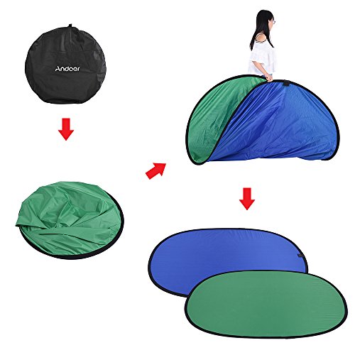 Moniss Painel de fundo de pano de fundo de 1,5 * 2,0 m de nylon dobrável azul e verde (2 em 1) para