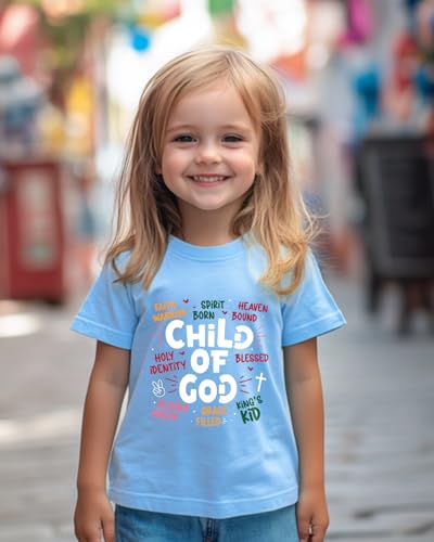 Image of Christian T-Shirts Child of God Shirt Kids Toddler Cute Girls Boys Short Sleeve Tops Graphic I'm A Child of God Tee 2-8 Years