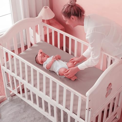 Image of Muslin Crib Sheets for Baby Boys Girls, Neutral Fitted Crib Mattress Sheet