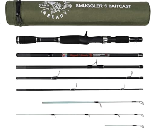 Rigged and Ready Smuggler 6 Baitcast Travel Fishing Rod + Case with 3 Tips - image 1