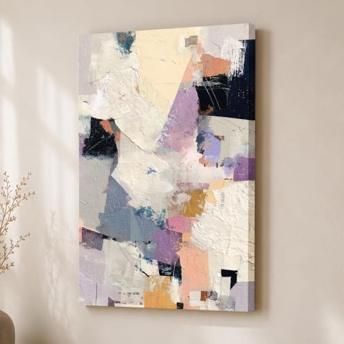 Image of Modern Abstract Stretched Canvas Painting For Living Room | Colorful Expression Stretched Canvas Wall Art For Livingroom Home Decor, Bedroom, Hallway's, Office, Hotel - 56x86 cm