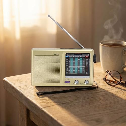 Radio portátil AM FM SW con salida para audífonos, dorada miniatura 5