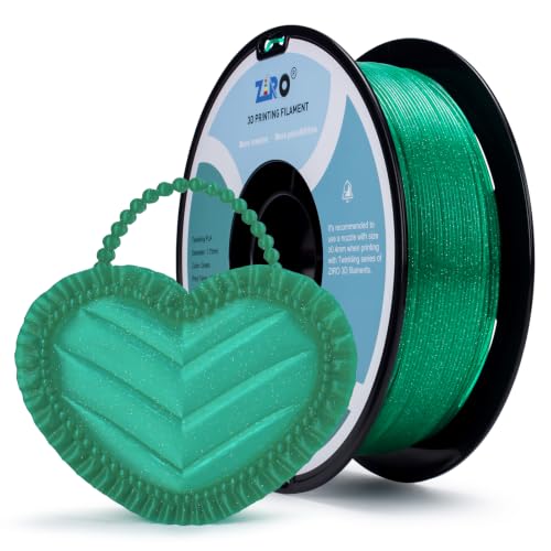 Image of ZIRO Glitter PLA Filament 1.75mm, Super Sparkle, 1KG Twinkling Green | Fit for Most FDM 3D Printer, 1.75mm 1KG Spool, Dimensional Accuracy + /-0.03mm, Colorful PLA FilamenT