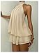 Verdusa Women's Chiffon Halter Drop Waist Wedding Guest Dresses Ruffle Summer Mini Dress Brunch Outfits Beige X-Large