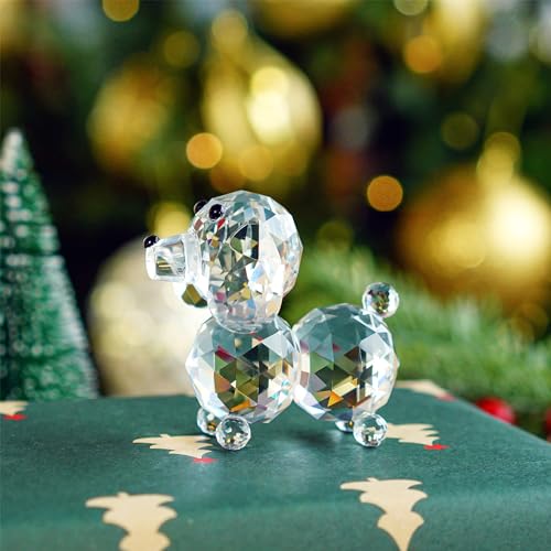 H&D Crystal Cute Dog Figurine Collection Cut Glass Ornament Statue Animal Collectible