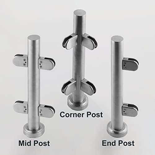 Kit de sujeción para Postes de barandilla Redondos, Apto para barandillas Interiores/Exteriores, tabiques, pasamanos de escaleras, Jardines, terrazas y áticos, de 85 cm de Altura, Incluye he