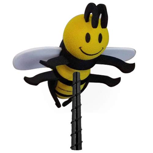 HappyBalls Happy Bee Car Antenna Topper/Mirror Dangler/Desktop Spring Stand Bobble (Fits Thick Fat Style Antenna)
