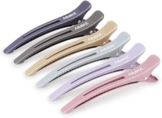 AIMIKE 6PCS Sectioning Hair Clips for Styling, Anti-Slip No-Trace Hairdresser Clips with Silicone Band, Hair Roller Clips, Salon Hair Sectioning Clips, Home Hair Cutting Clips, Crocodile Clips Hair
