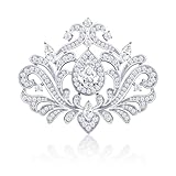 QUKE Silver Plated Brooches Pins for Women Cubic Zirconia Crystal Bridal Wedding Elegant Brooch Badge Pin