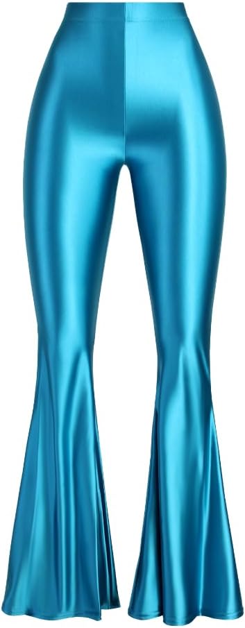 Colored Glossy Silky Gloss Pants for Women Wearing Thin Bodybuilding Dance high-Waisted Skinny Bell Bottoms