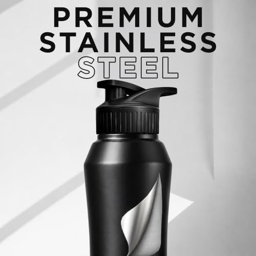Image of Speedex Customised Stainless Steel Sipper Water Bottle 1 Ltr with Engraved Name - Personalised Flip Cap Bottle for Kids, Adults, School, Sports, Gym, Black, Set of 1